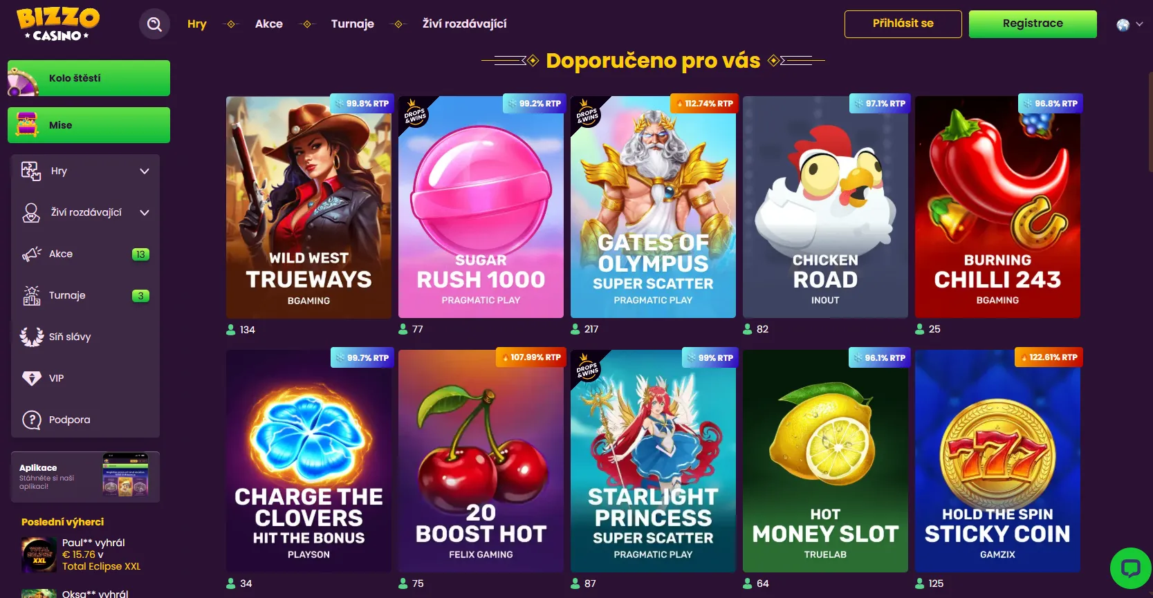 Bizzo Casino přihlášení krok za krokem