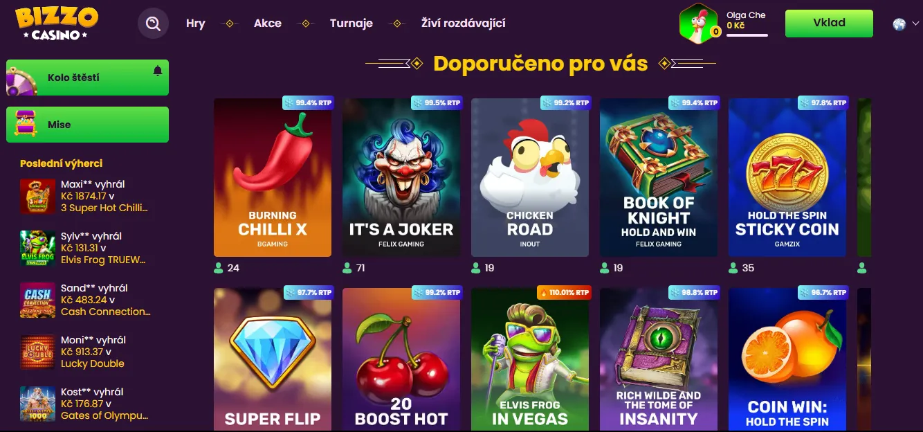 Registrace v Bizzo Casino